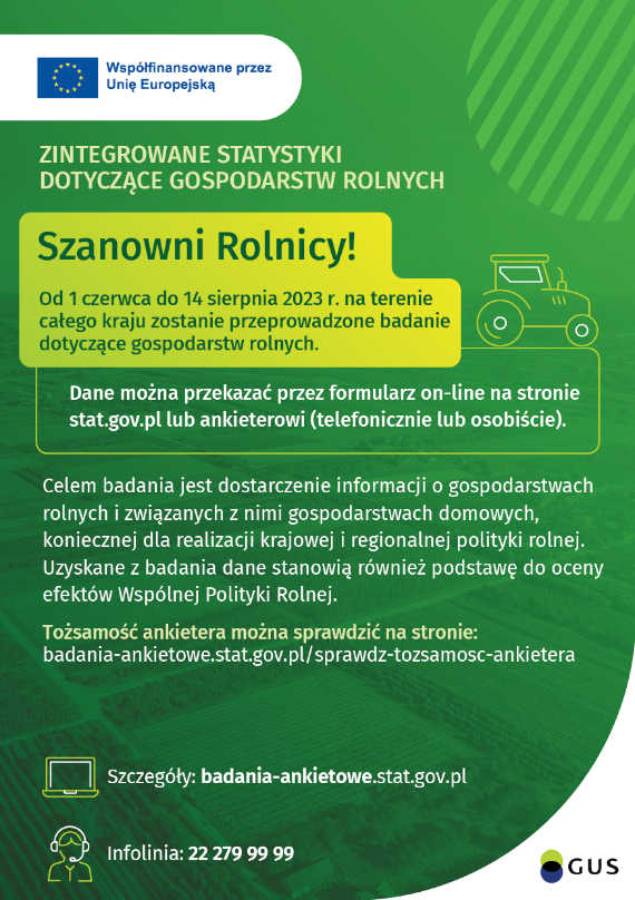 Plakat /GUS Badanie dotyczące gospodarstw rolnych