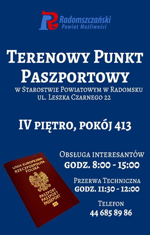 Plakat /Punkt Paszportowy w Starostwie 