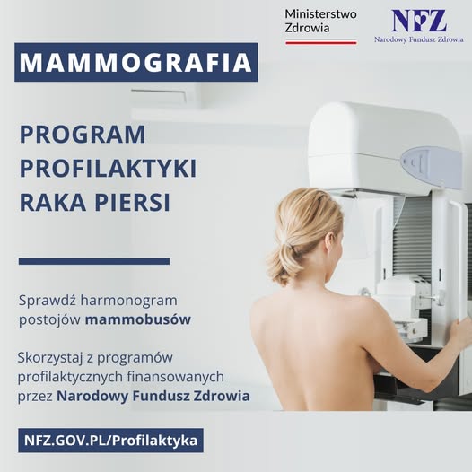 Grafika /  NFZ Informacja - Mammografia w powiecie radomszczańskim