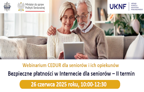 Grafika /Zaproszenie na webinarium - Bezpieczne płatności w Internecie dla seniorów