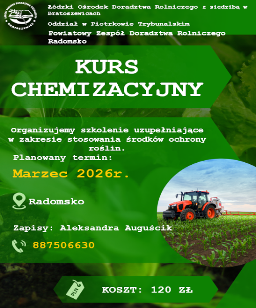 Grafika /Kurs chemizacyjny dla rolników - marzec 2026r.