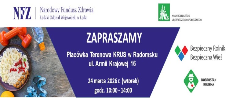 Grafika / KRUS Radomsko Dzień z NFZ i eKRUS - 24 marca 2026r