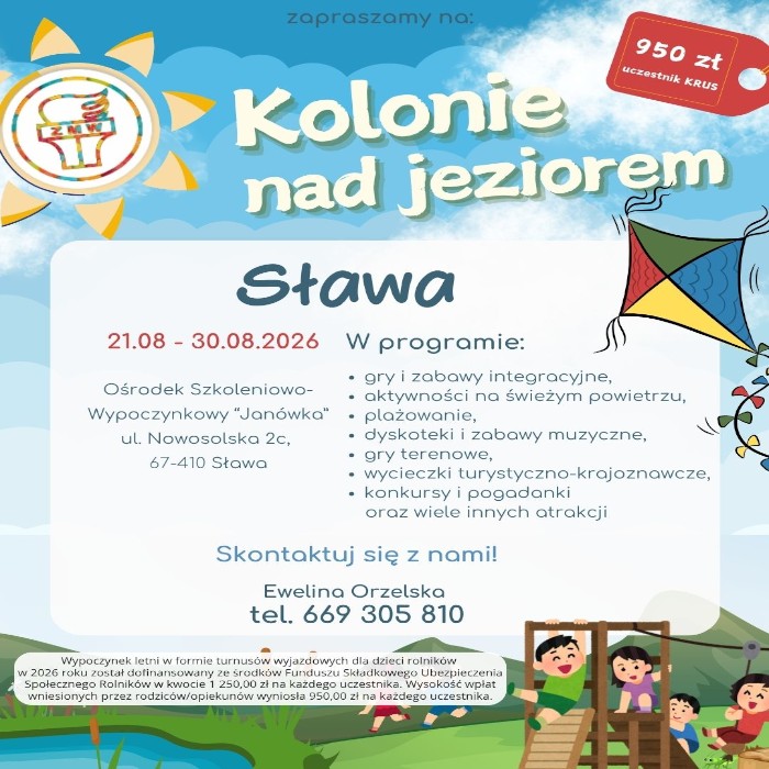 Grafika /Kolonie dla dzieci rolników z woj. łódzkiego 2026r.