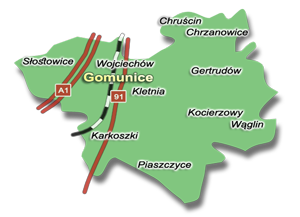 Gmina Gomunice / Mapa poglądowa
